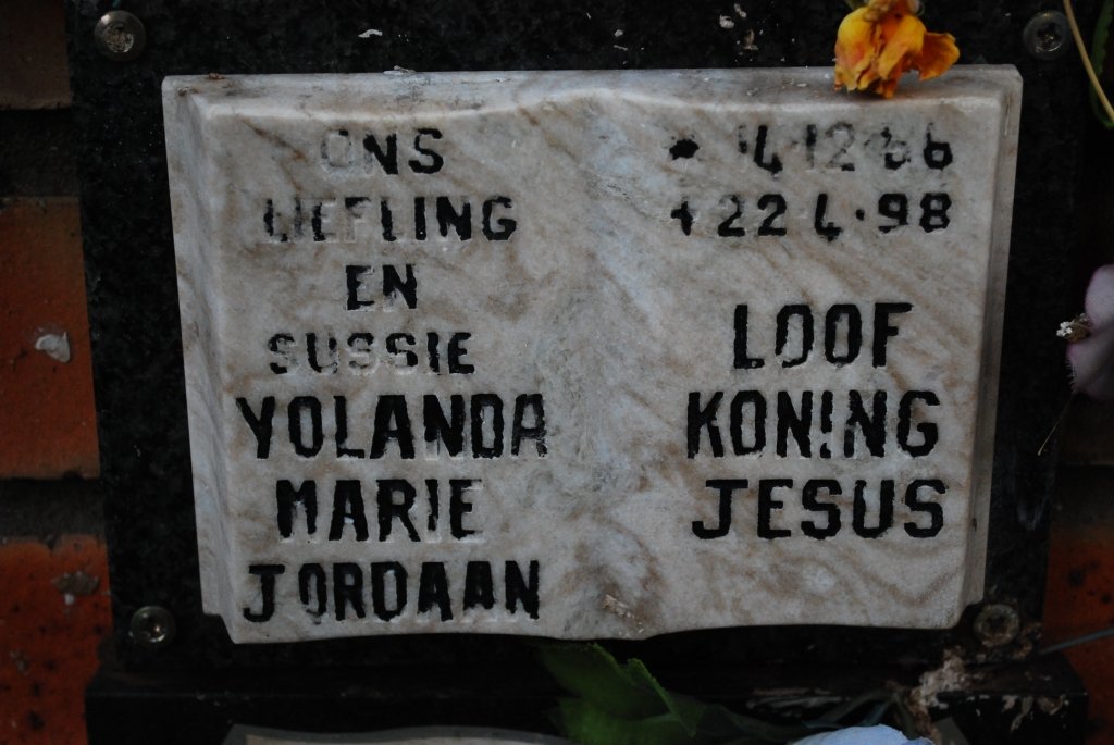 JORDAAN Yolanda Marie 1986-1998