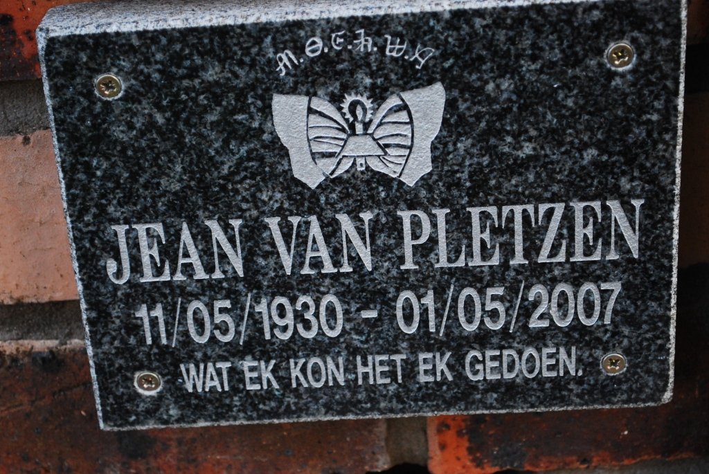 PLETZEN Jean, van 1930-2007