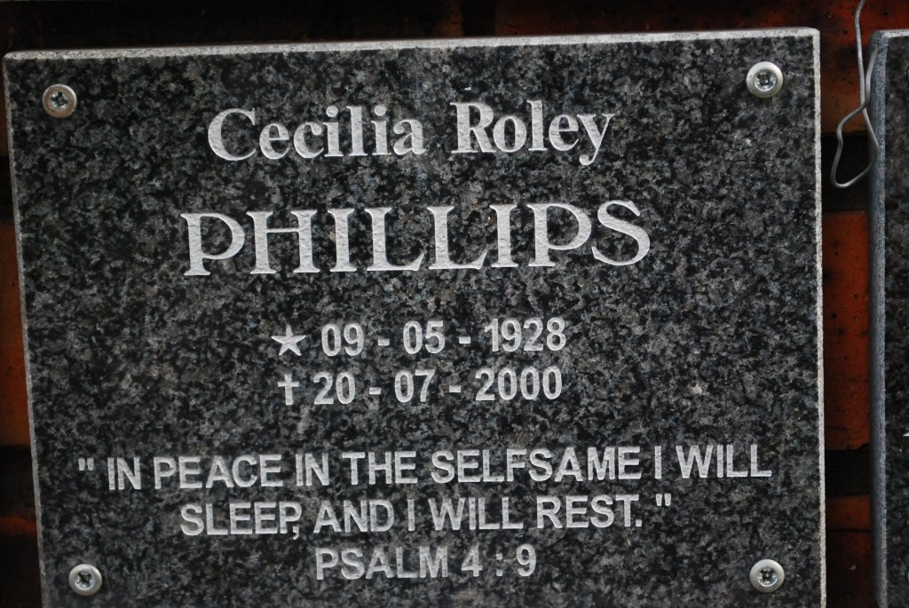 PHILLIPS Cecilia Roley 1928-2000