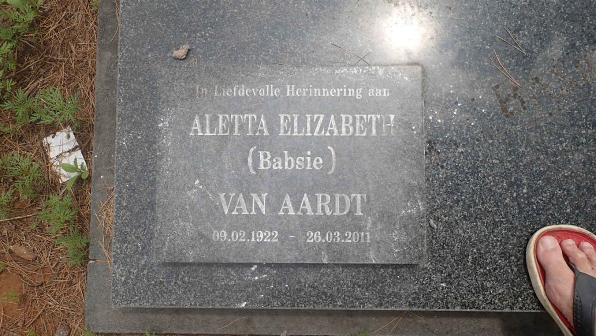 AARDT Johannes Jacobus, van 1918-1978 &amp; Aletta Elizabeth 1922-2011