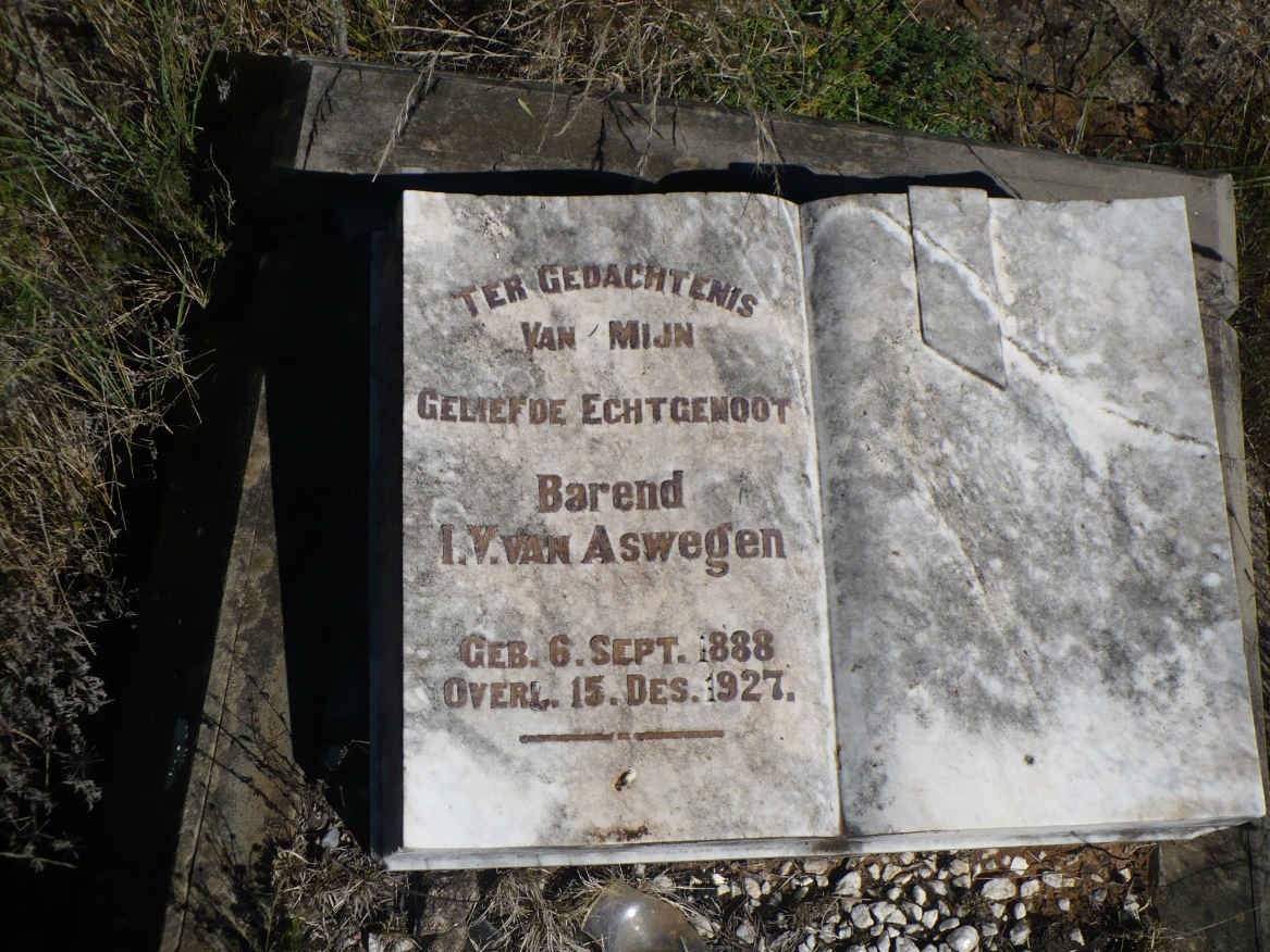 ASWEGEN Barend I.V., van 1888-1927