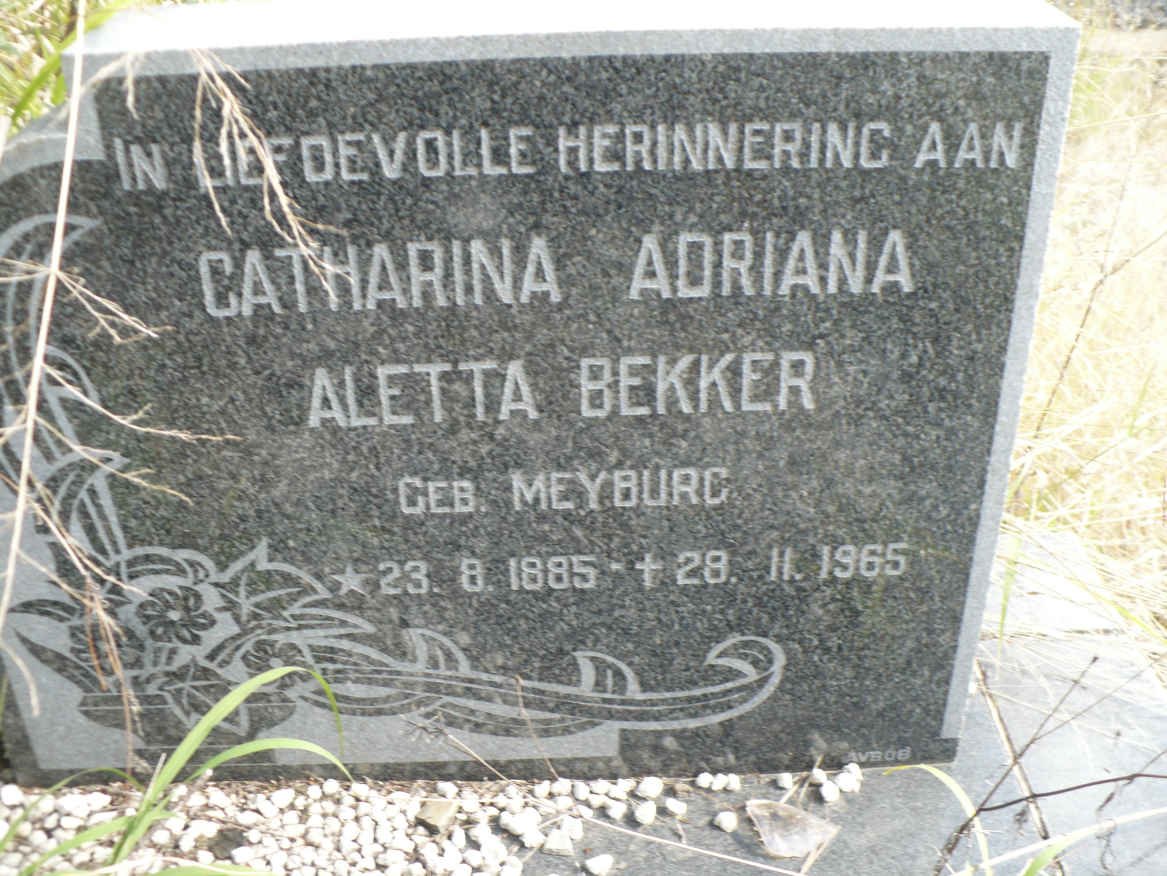 BEKKER Catharina Adriana Aletta nee MEYBURG 1885-1965