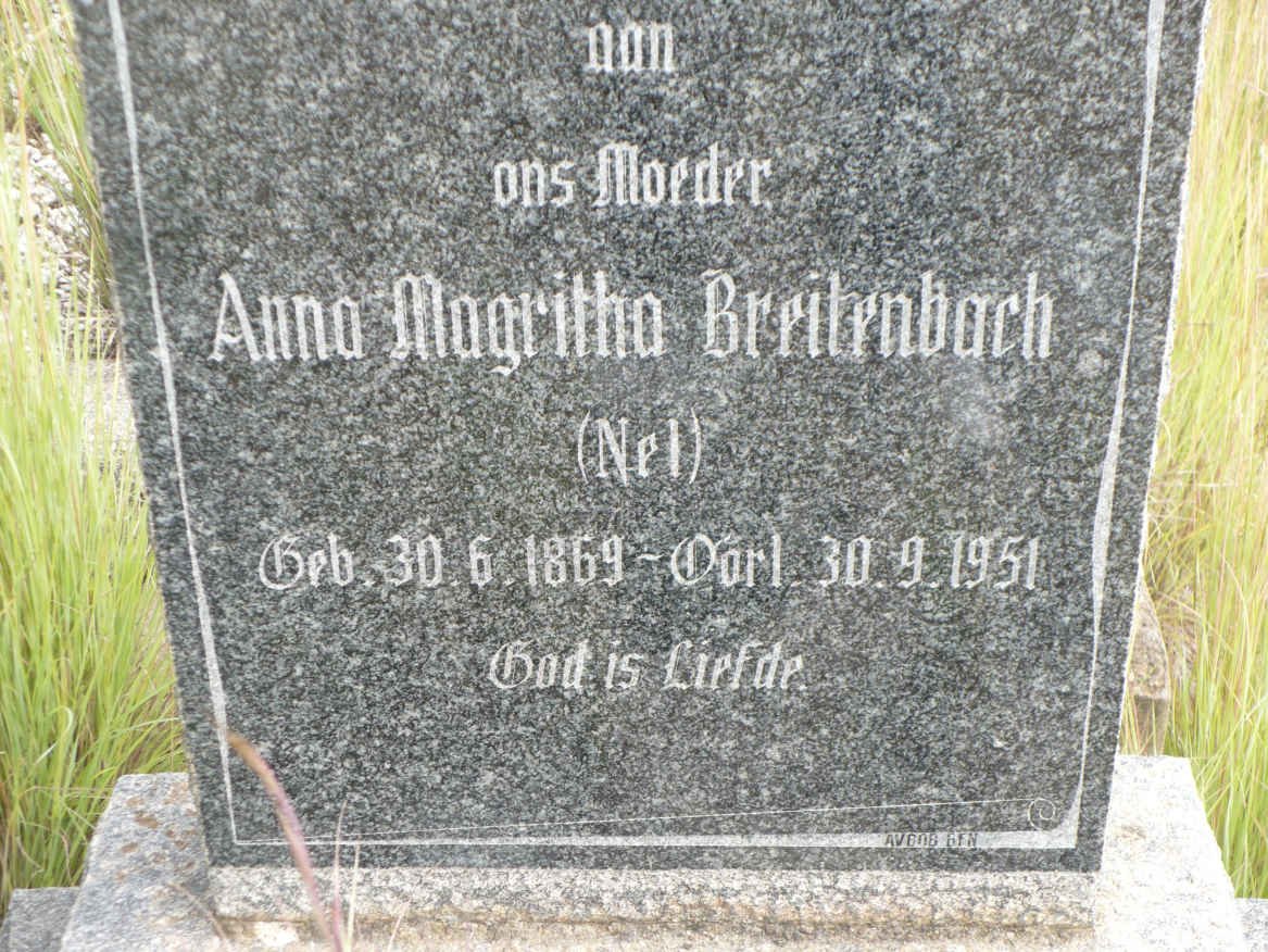 BREITENBACH Anna Magritha nee NEL 1869-1951