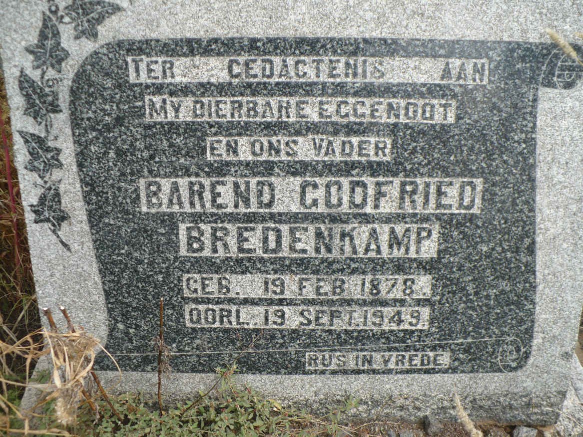 BREDENKAMP Barend Godfried 1878-1949