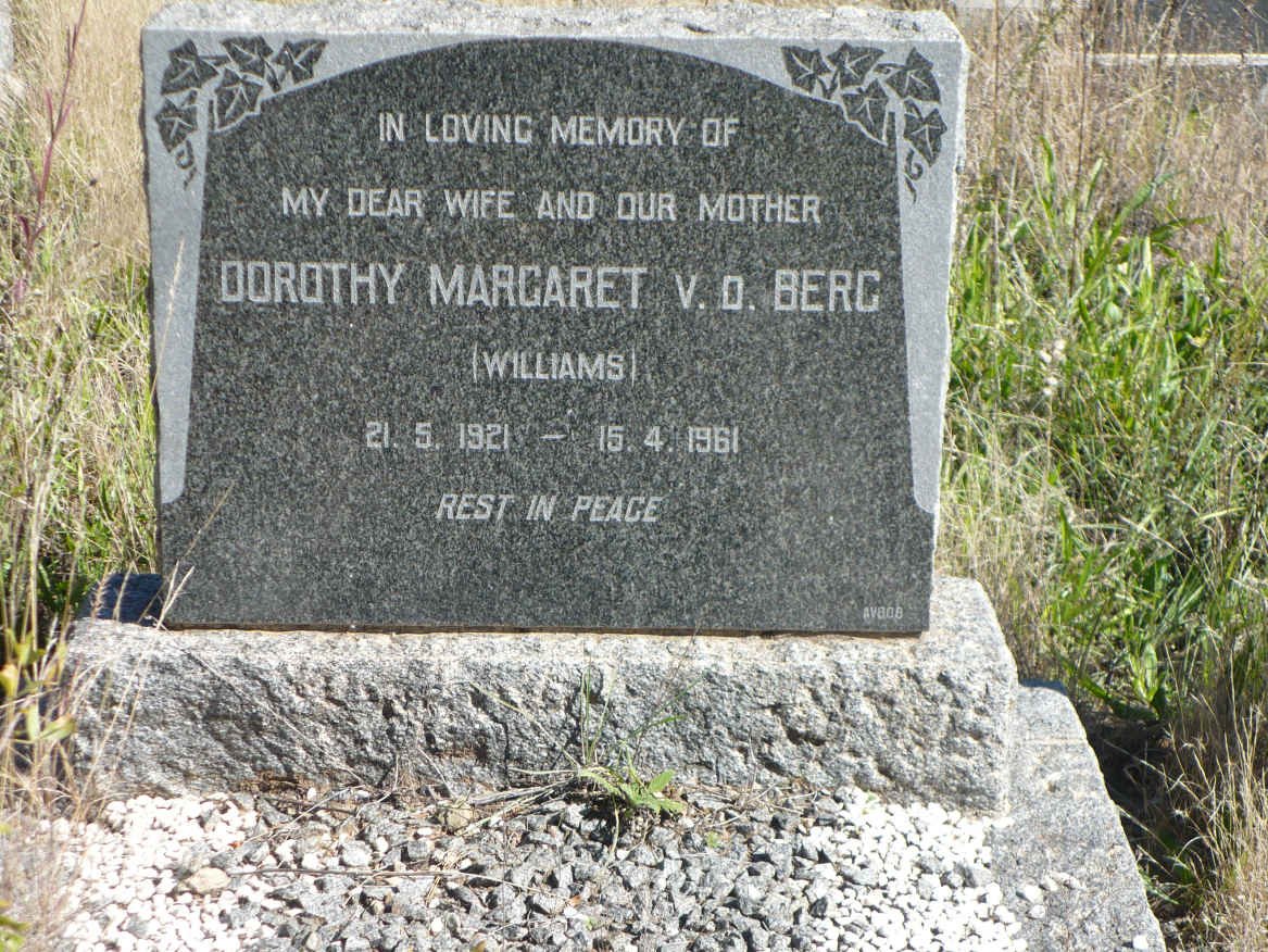 BERG Dorothy Margaret, v.d. nee WILLIAMS 1921-1961