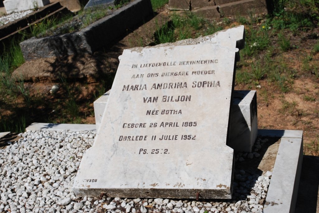 BILJON Maria Andrina Sophia, van nee BOTHA 1885-1952