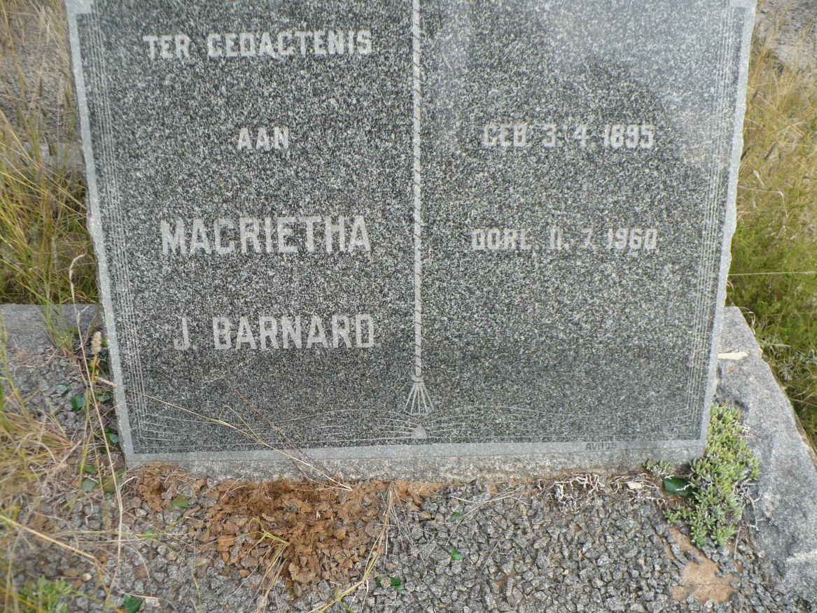 BARNARD Magrietha J. 1895-1960