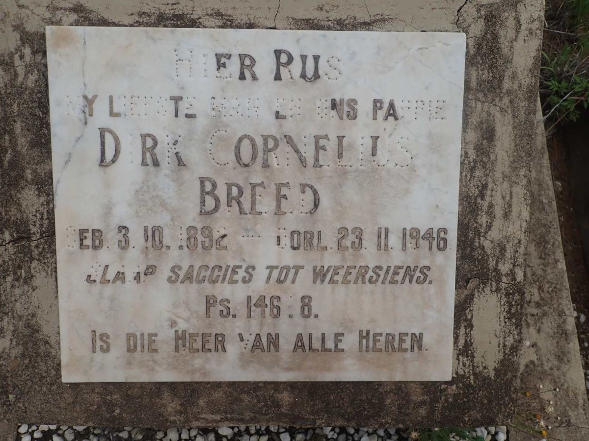 BREED Dirk Cornelius 1892-1946