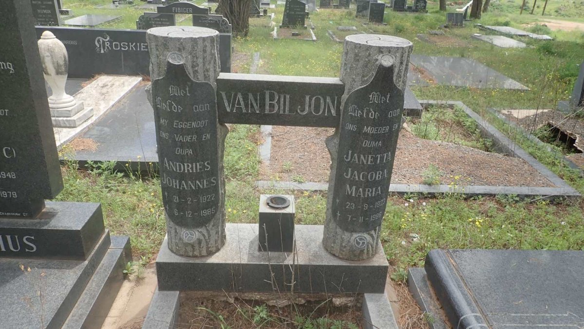 BILJON Andries Johannes, van 1922-1985 &amp; Janetta Jacoba Maria 1923-1986