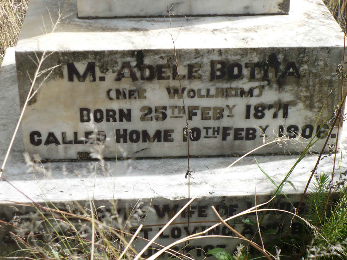 BOTHA M. Adele nee WOLLHEIM 1871-1906