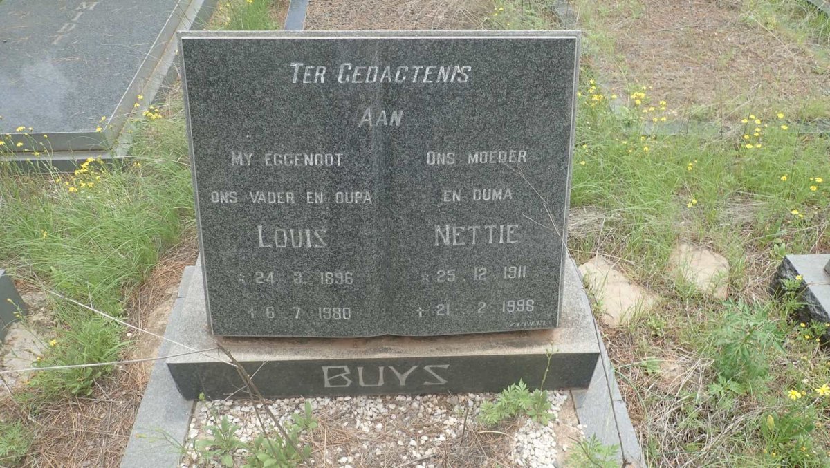 BUYS Louis 1896-1980 &amp; Nettie 1911-1998