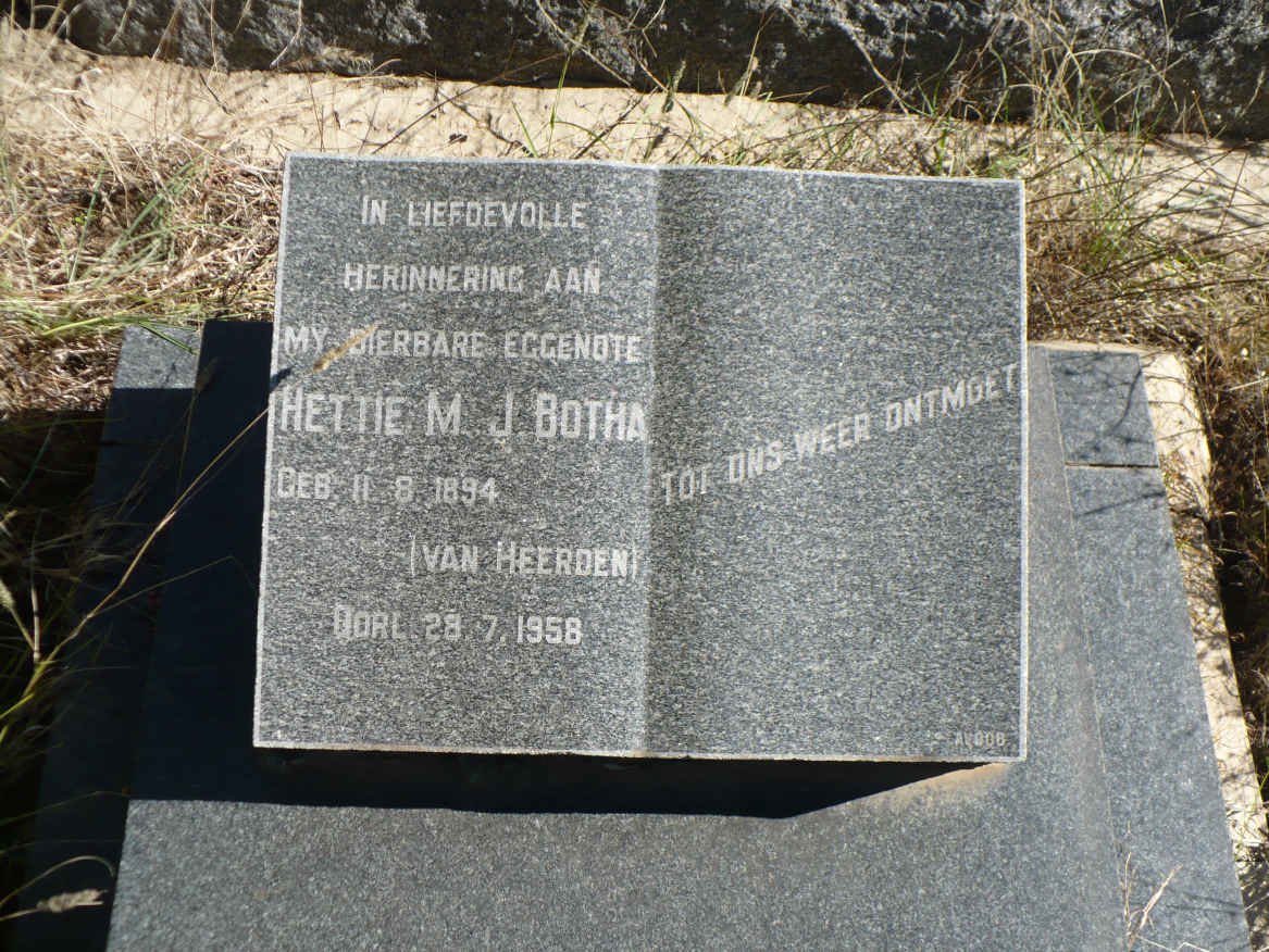 BOTHA Hettie M.J. nee VAN HEERDEN 1894-1958