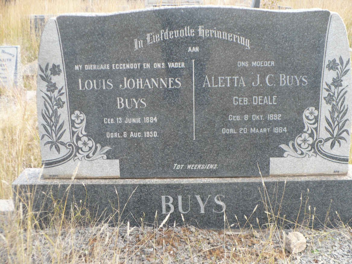 BUYS Louis Johannes 1884-1950 &amp; Aletta J.C. DEALE 1892-1964