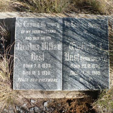 BEST Jacobus William 1883-1950 &amp; Enstina J. GRAETZ 1878-1959