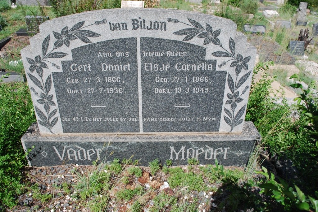 BILJON Gert Daniel, van 1866-1936 &amp; Elsje Cornelia 1866-1945