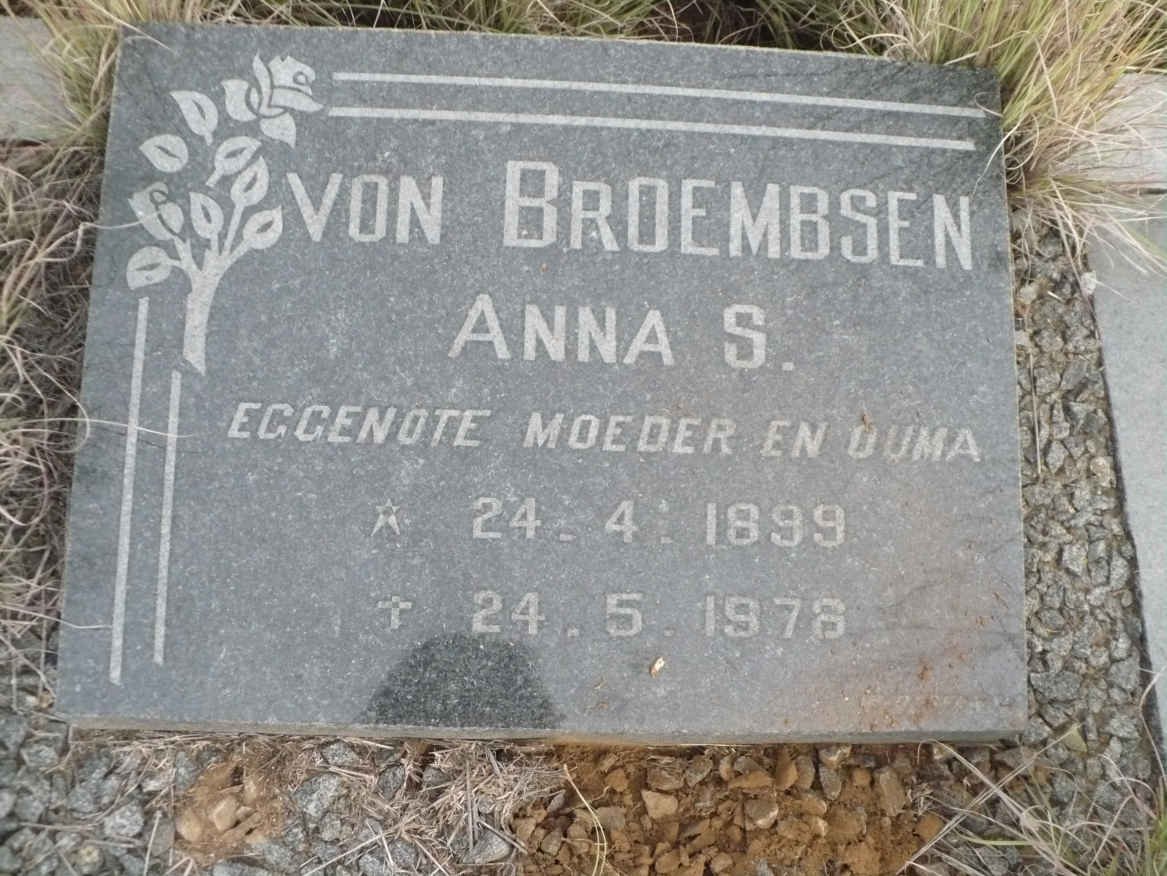 BROEMBSEN Anna S., von 1899-1978