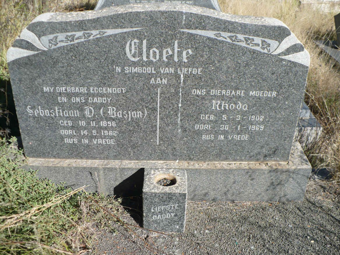 CLOETE Sebastiaan D. 1896-1962 &amp; Rhoda 1902-1969