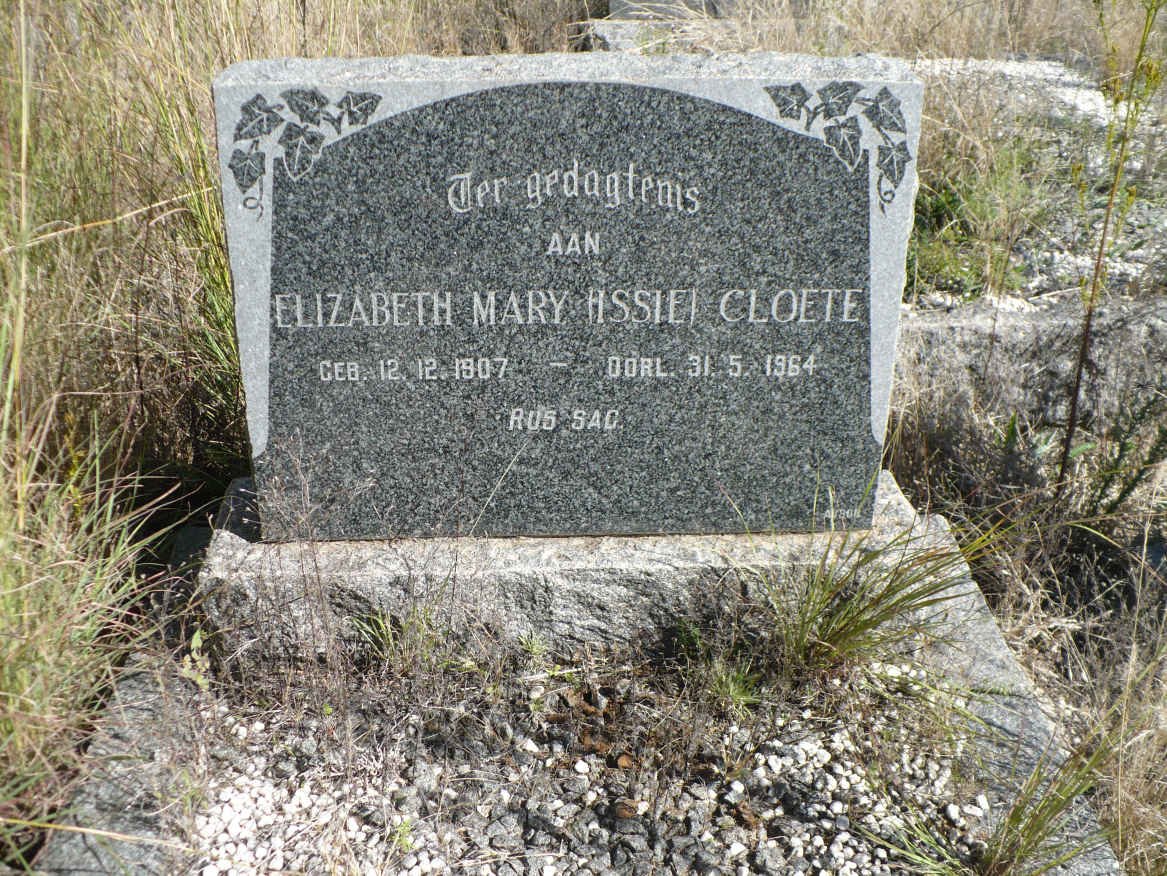 CLOETE Elizabeth Mary 1907-1964