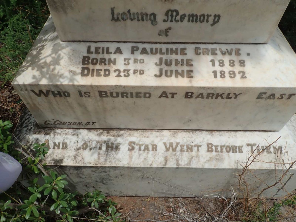 CREWE John F.P. 1894-1897 :: CREWE Leila Pauline 1888-1892