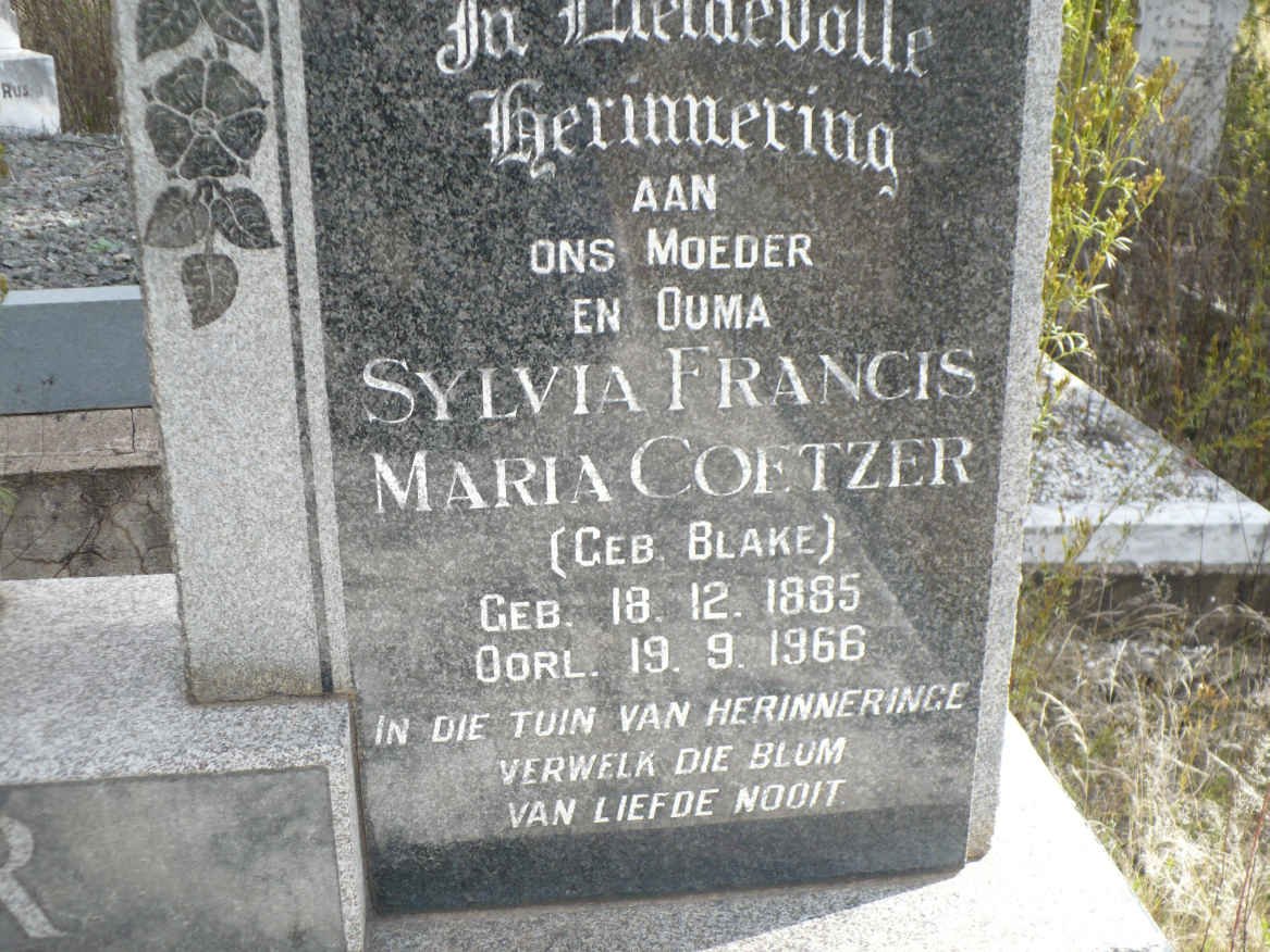 COETZER Sylvia Francis nee BLAKE 1885-1966