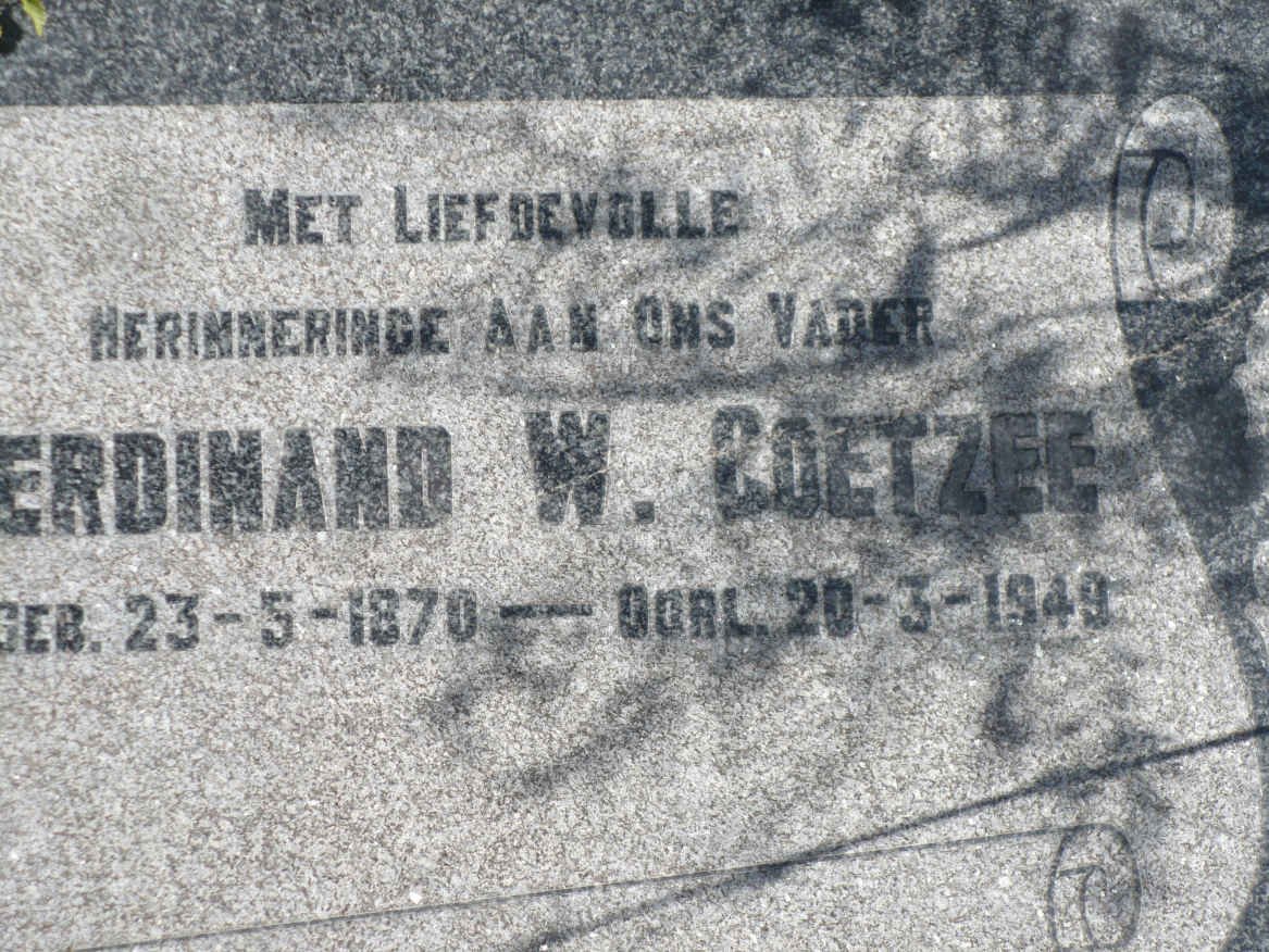 COETZEE Ferdinand W. 1870-1949