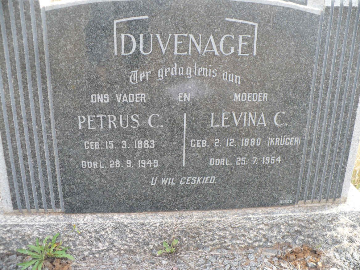 DUVENHAGE Petrus C. 1883-1949 &amp; Levina C. KRÜGER 1880-1954