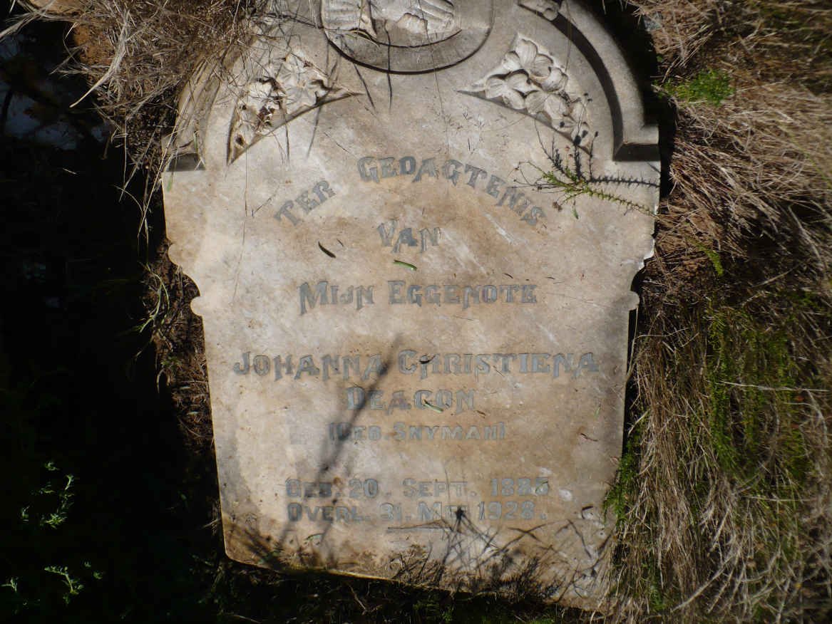 DEACON Johanna Christiena nee SNYMAN 1885-1928