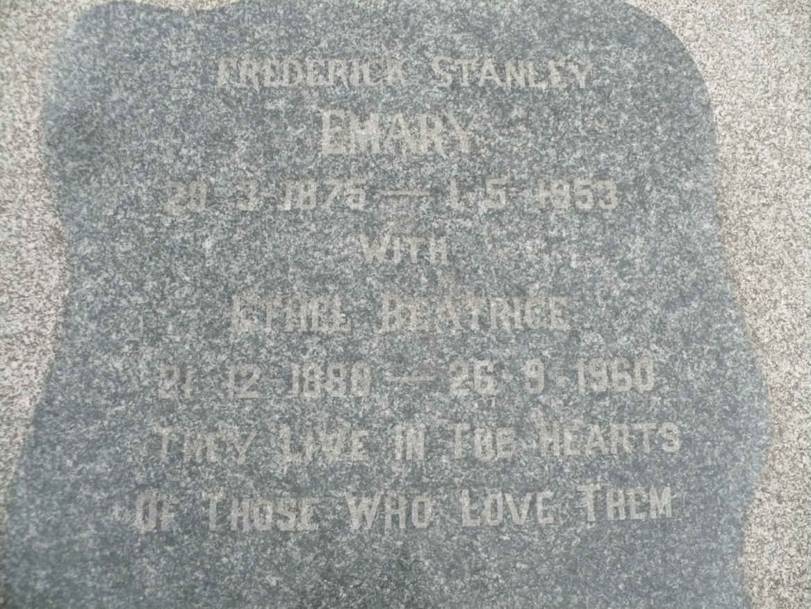 EMARY Frederick Stanley 1875-1953 &amp; Ethel Beatrice 1880-1960