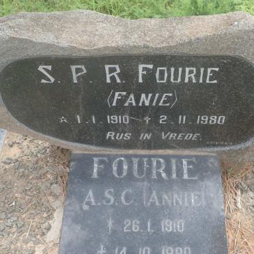 FOURIE S.P.R. 1910-1980 &amp; A.S.C. 1910-1990 