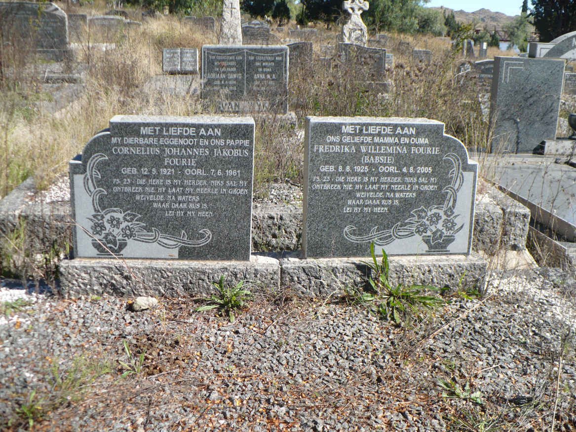 FOURIE Cornelius Johannes Jakobus 1921-1961 &amp; Fredrika Willemina 1925-2005
