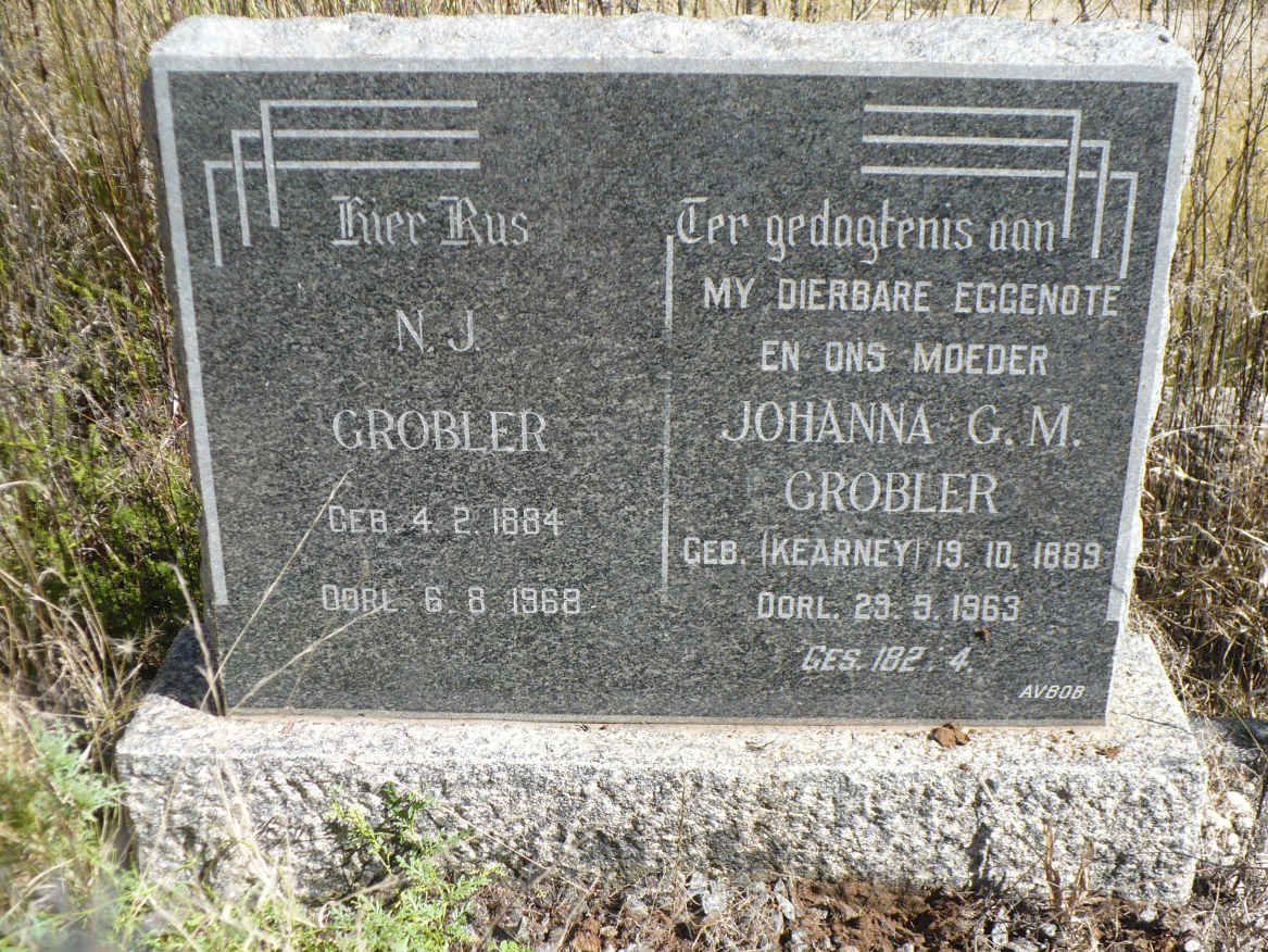 GROBLER N.J. 1884-1968 &amp; Johanna G.M. KEARNEY 1889-1963