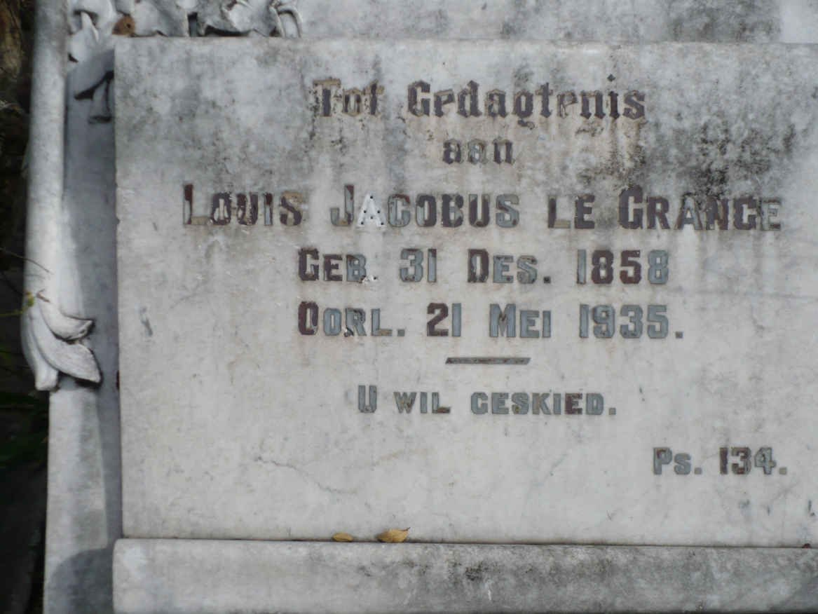 GRANGE Louis Jacobus, le 1858-1935