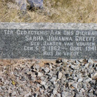 GREEFF Sarha Johanna nee JANSEN VAN VUUREN 1862-1941