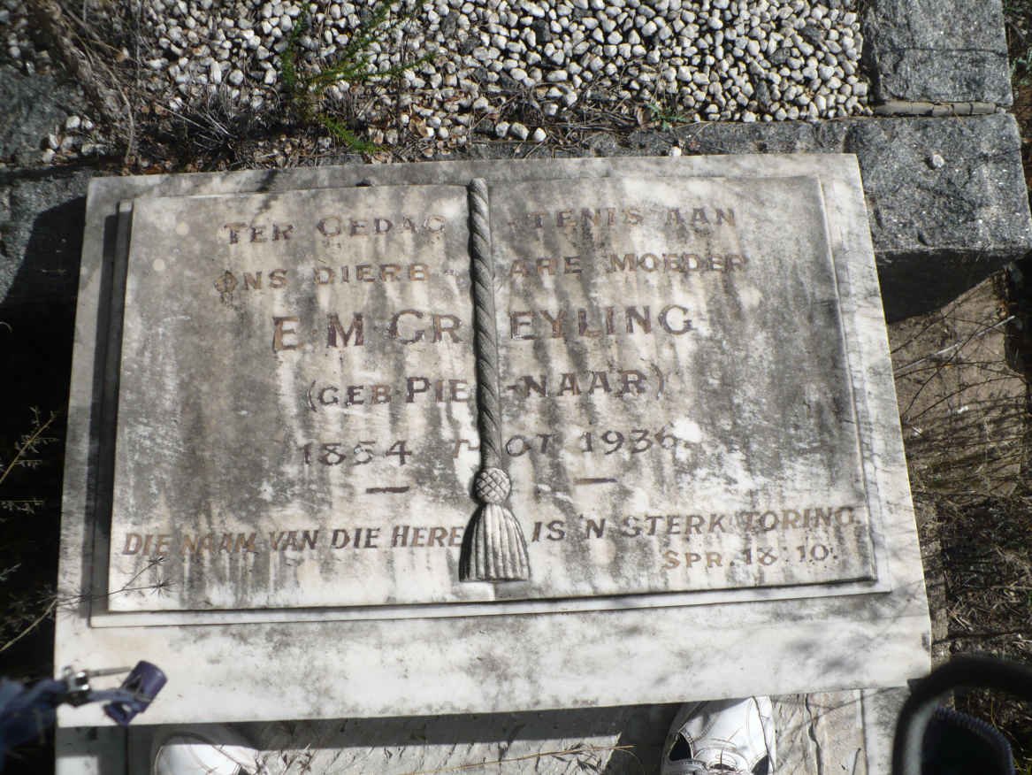 GREYLING E.M. nee PIENAAR 1854-1936