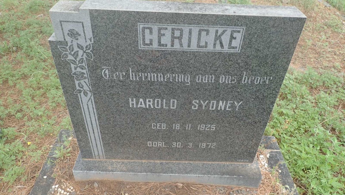 GERICKE Harold Sydney 1925-1972