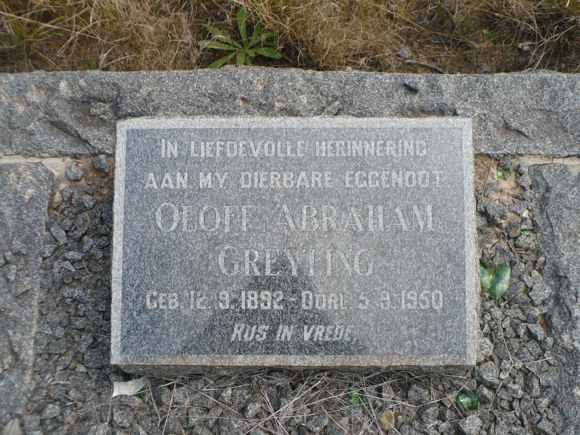 GREYLING Oloff Abraham 1892-1950