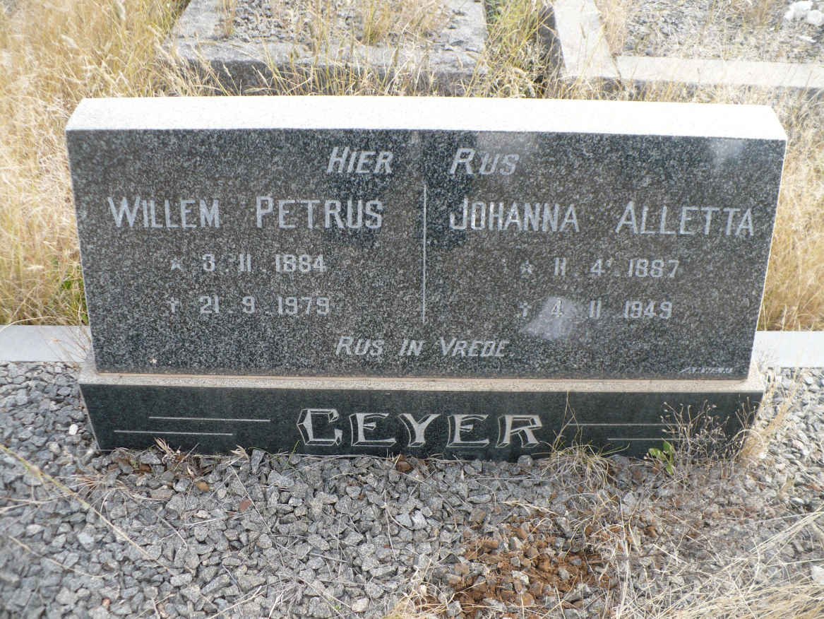GEYER Willem Petrus 1884-1979 &amp; Johanna Alletta 1887-1949