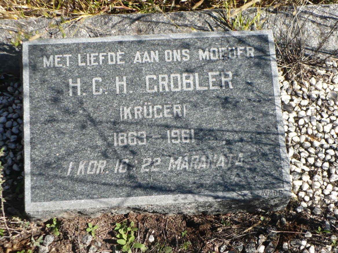 GROBLER H.C.H. nee KRÜGER 1869-1961
