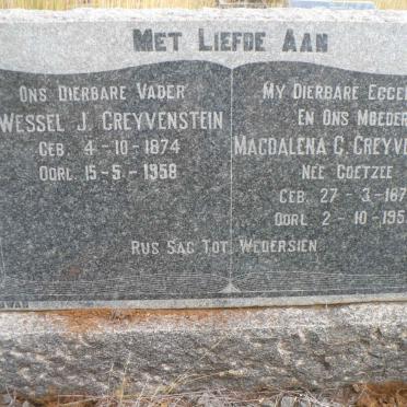GREYVENSTEIN Wessel J. 1874-1958 &amp; Magdalena G. COETZEE 1876-1951