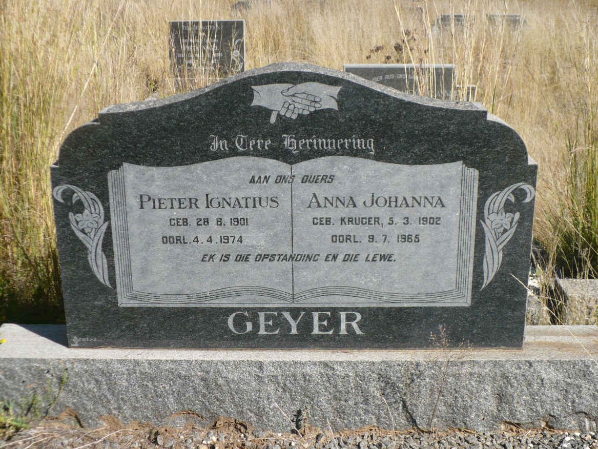GEYER Pieter Ignatius 1901-1974 &amp; Anna Johanna KRUGER 1902-1965