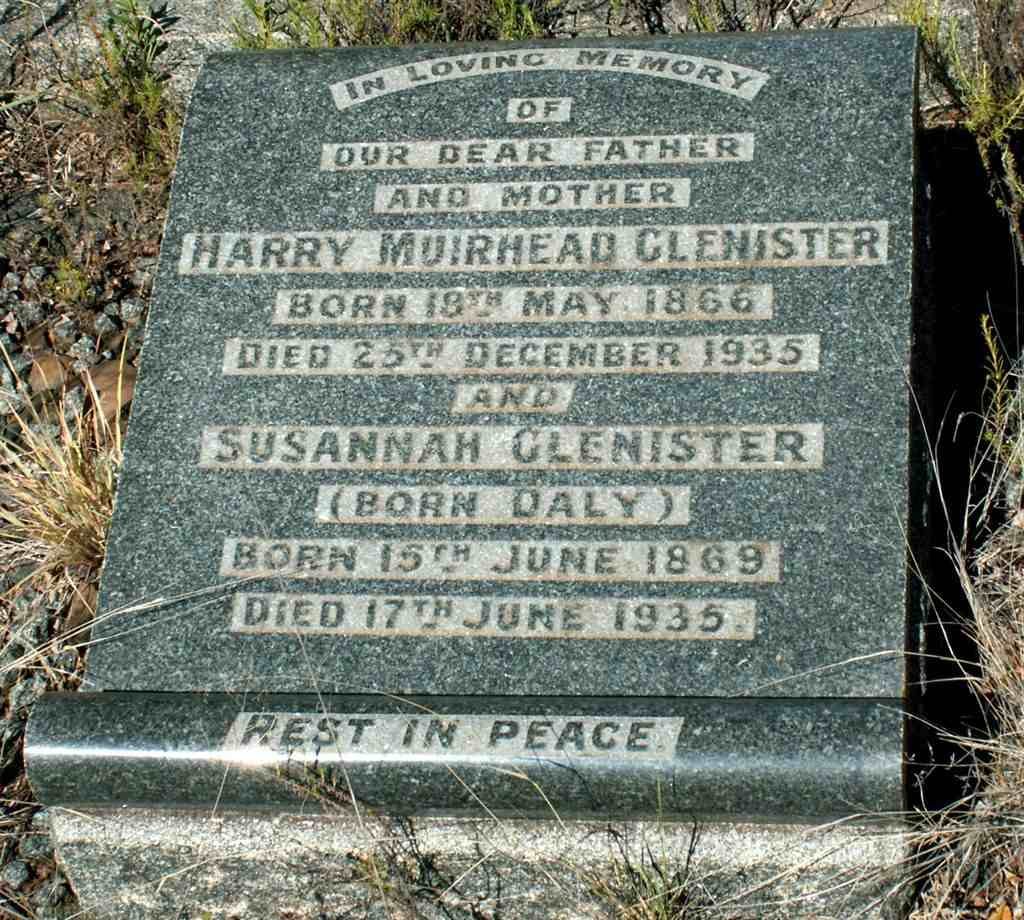 GLENISTER Harry Muirhead 1866-1935 &amp;  Susannah DALY 1869-1935