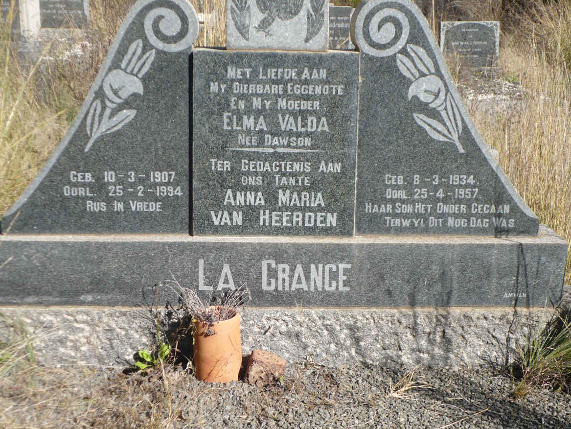 GRANGE Elma Valda, la nee DAWSON 1934-1957 :: VAN HEERDEN Anna Maria 1907-1994