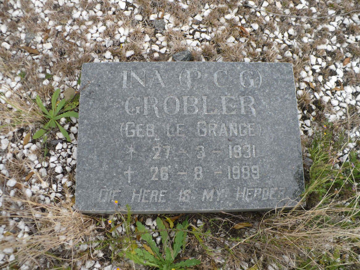 GROBLER Ina nee LE GRANGE 1931-1989
