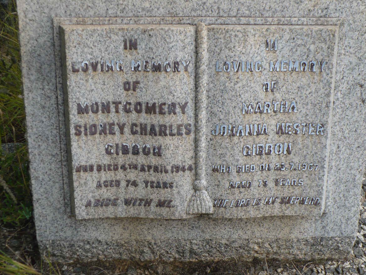 GIBBON Montgomery Sidney Charles -1944 &amp; Martha Johanna Hester -1967