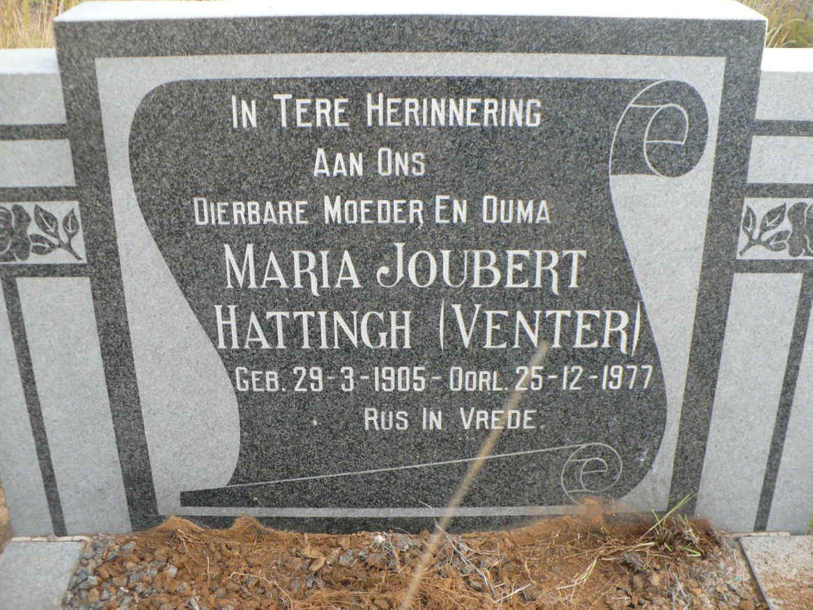 HATTINGH Maria Joubert nee VENTER 1905-1977