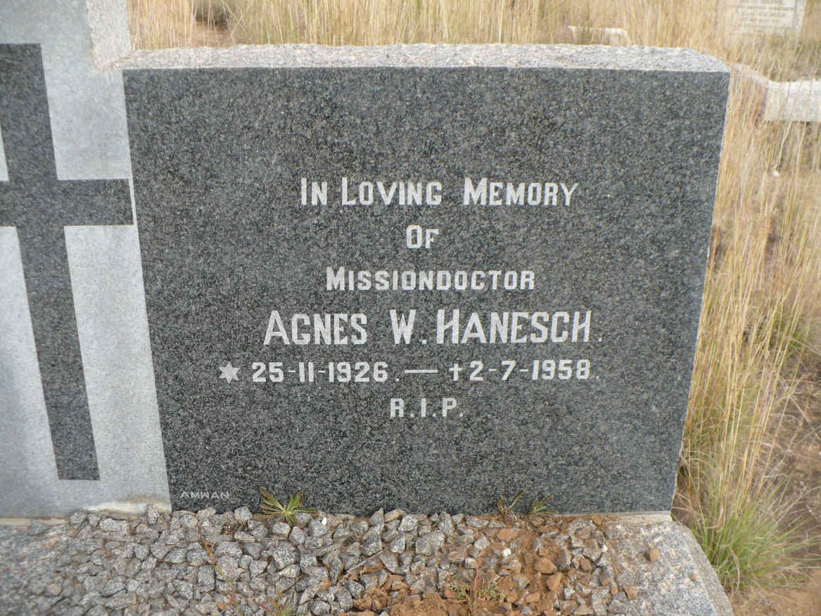 HANESCH Agnes W. 1926-1958