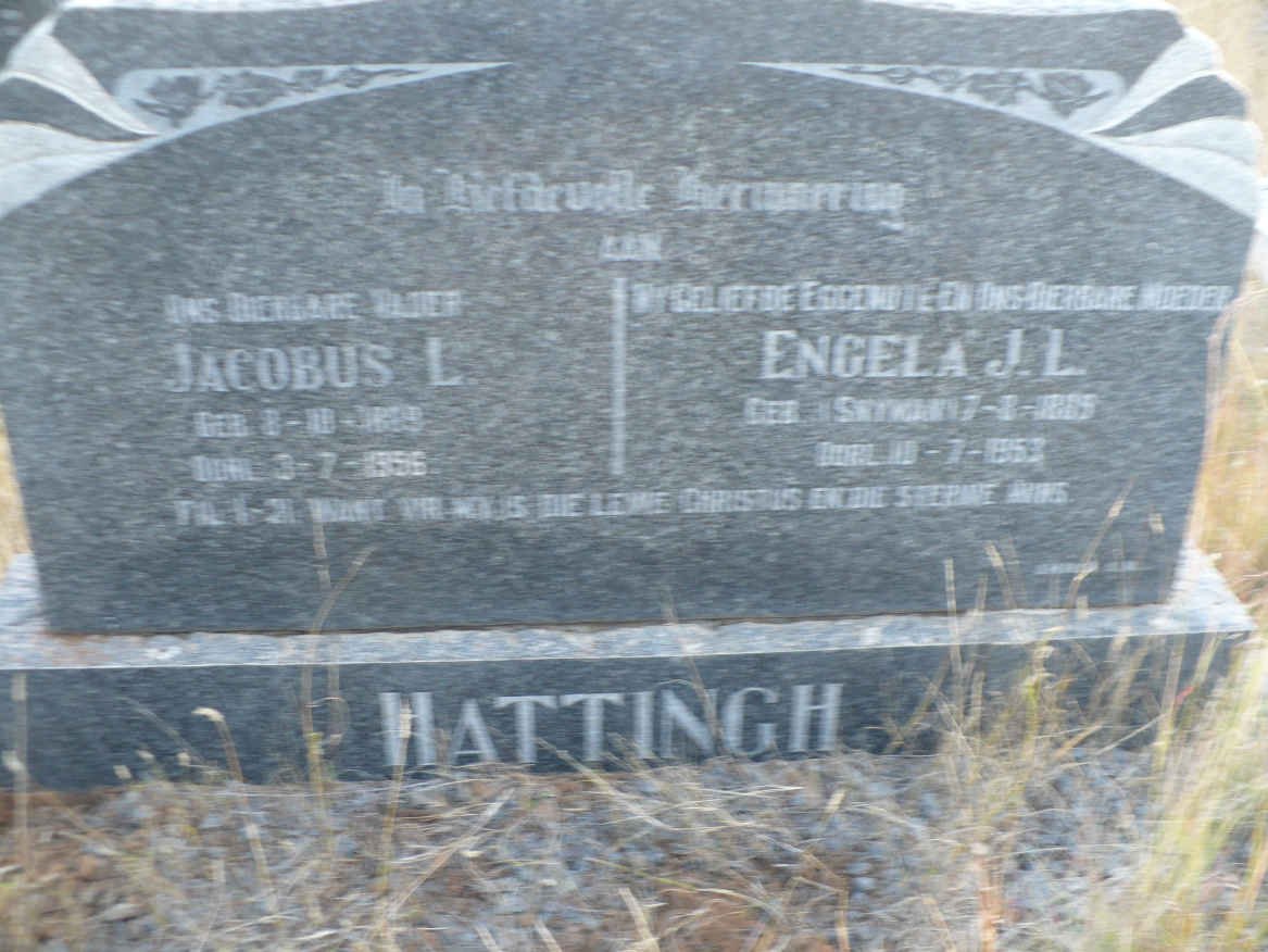 HATTINGH Jacobus L. 1894-1956 &amp; Engela J.L. SNYMAN 1895-1953