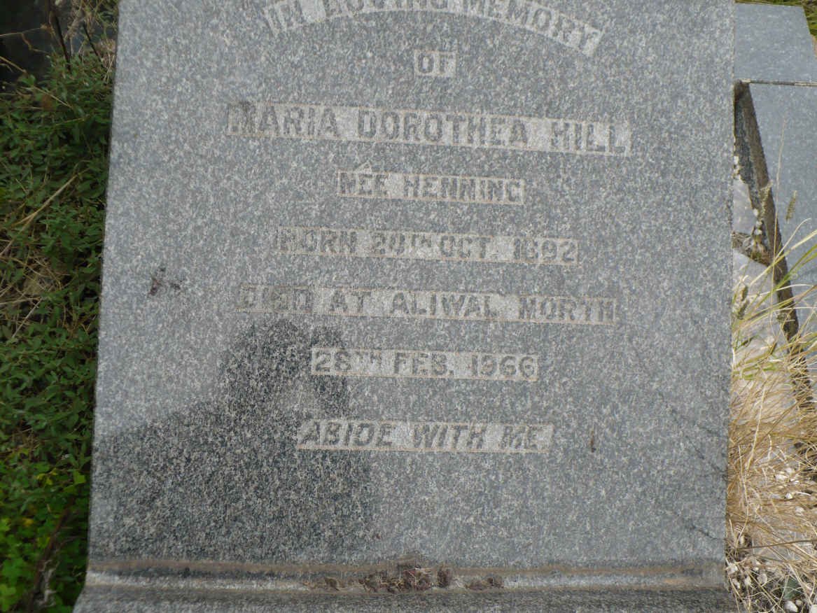 HILL Maria Dorothea nee HENNING 1892-1966