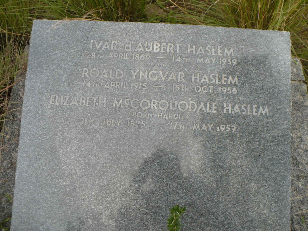 HASLEM Ivar d'Aubert 1869-1939 :: HASLEM Roald Yngvar 1915-1956 :: Elizabeth McCorquodale HARDIE 1875-1959
