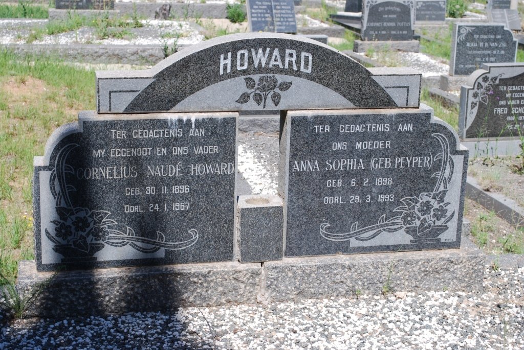 HOWARD Cornelius Naude 1896-1967 &amp; Anna Sophia PEYPER 1898-1993